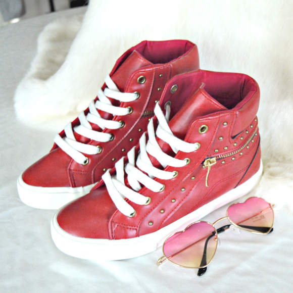 JustFab Shoes - High Top Lace Up Zipper And Grommets Sneakers
